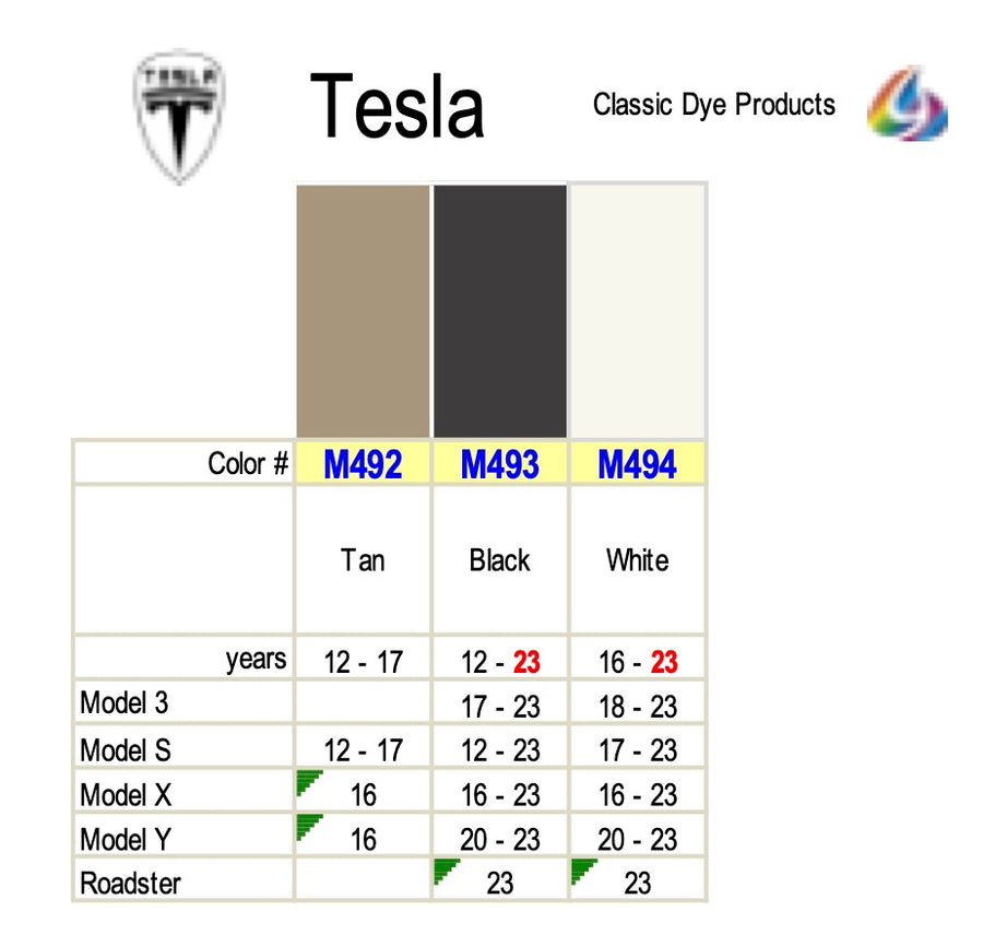 Tesla Leather-Vinyl Dye Colors