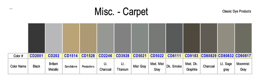 Misc. Carpet Dye Colors