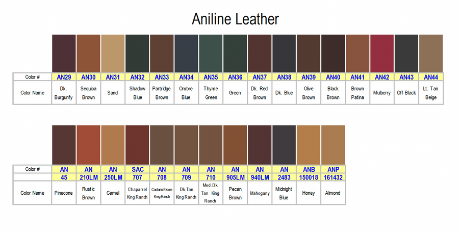 Aniline/Nubuck Leather Dye Colors