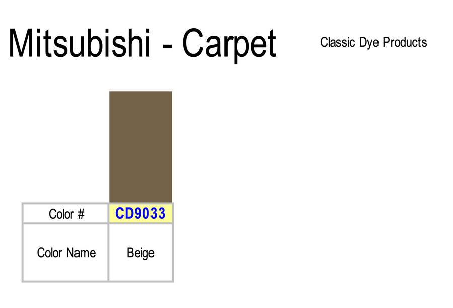 Mitsubishi Carpet Dye Color Chart