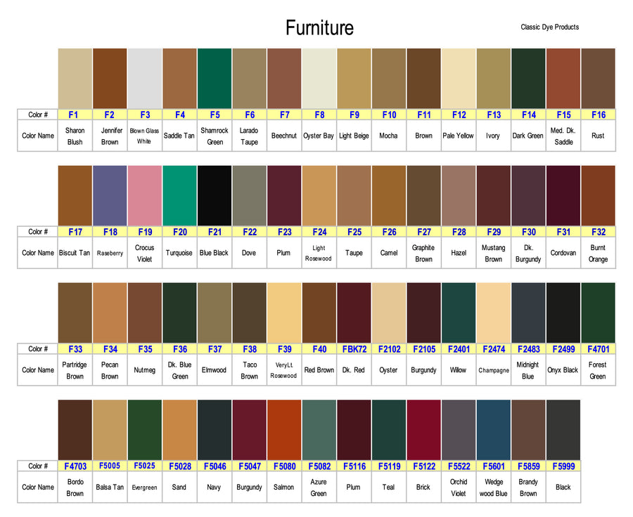 Wholesale - Furniture Dye Colors